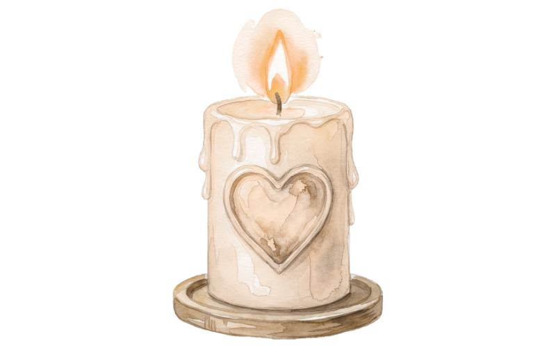 Kerze mit Herz vorne die brennt, Reiki Sterbebegleitung, Elke Maria Becker, Niedernberg bei Aschaffenburg